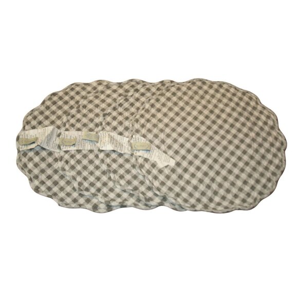 The Prairie Other - The Prairie Rachel Ashwell Placemats Set 4 Gray Gingham Quilted 16in Farmhouse